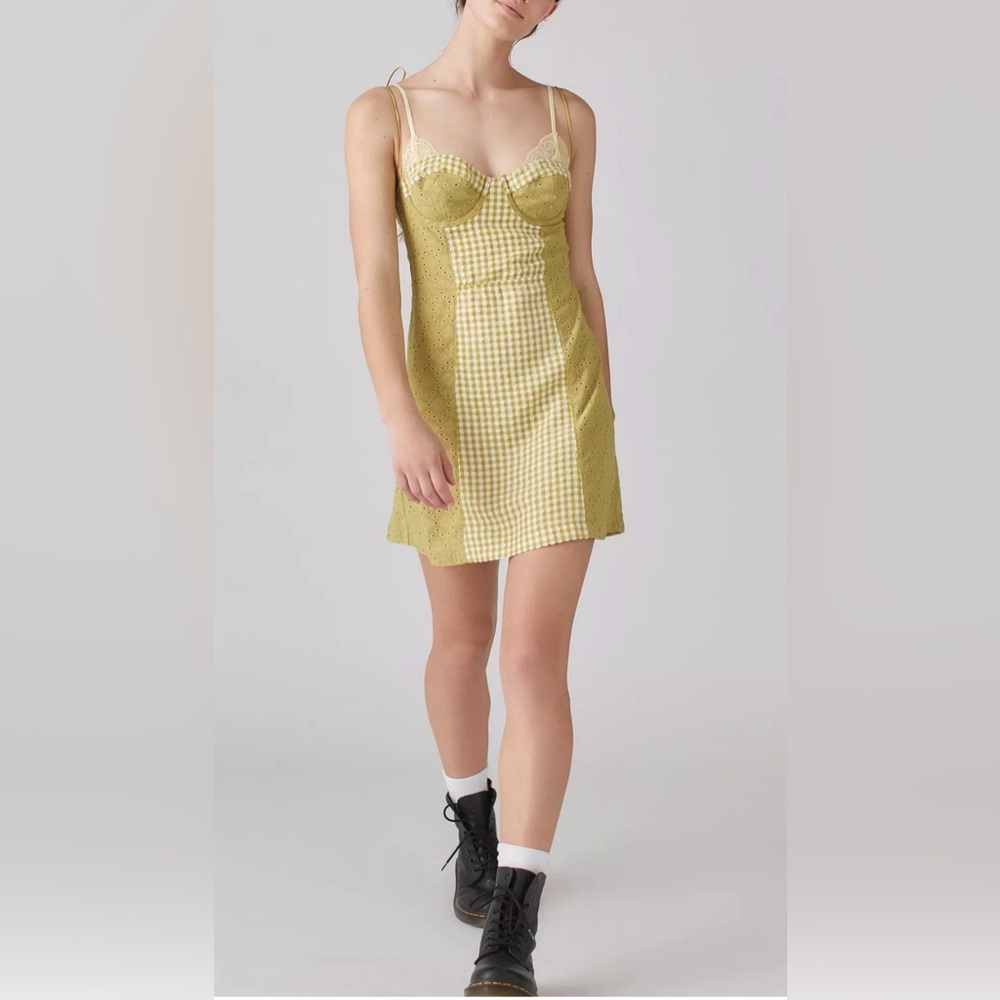 UO Felicity Eyelet Bustier Mini Dress